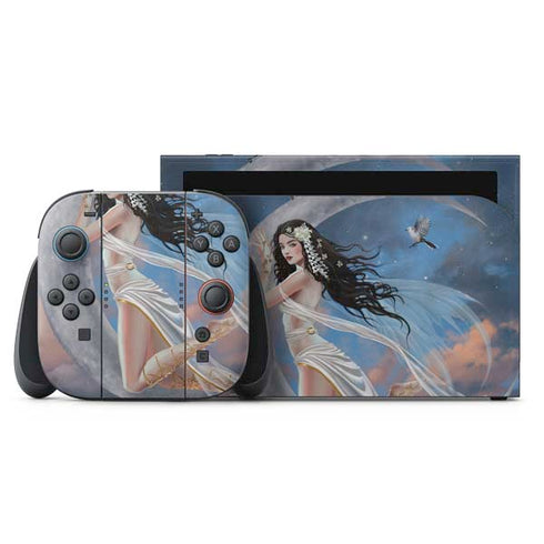 Fairy on Moon with Birds by Nene Thomas Nintendo Switch 2 (2025) with Joy-Con Skin