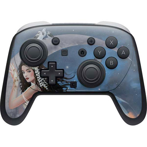 Fairy on Moon with Birds by Nene Thomas Nintendo Switch 2 (2025) Pro Controller Skin