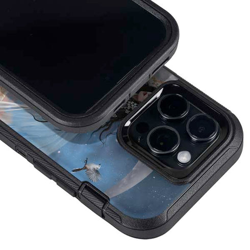 Fairy on Moon with Birds by Nene Thomas Otterbox Defender iPhone Skin