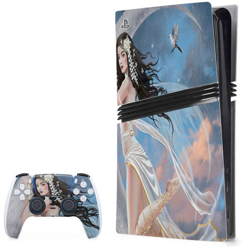 Fairy on Moon with Birds by Nene Thomas PlayStation PS5 Skins