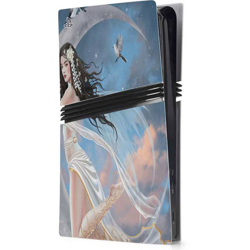 Fairy on Moon with Birds by Nene Thomas PS5 Pro Console Skin