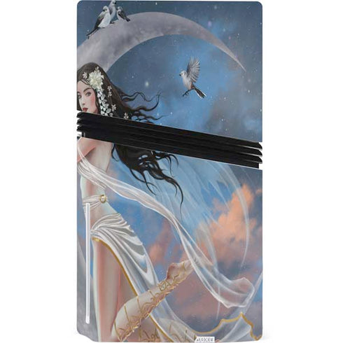 Fairy on Moon with Birds by Nene Thomas PS5 Pro Disk Console Skin