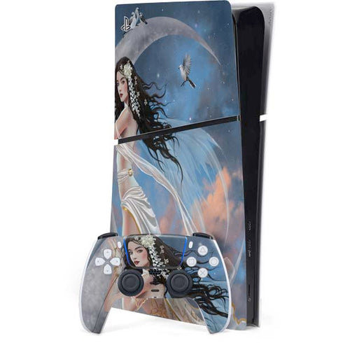 Fairy on Moon with Birds by Nene Thomas PlayStation PS5 Skins