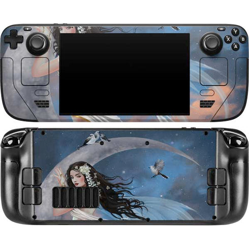 Fairy on Moon with Birds by Nene Thomas Steam Deck Handheld Gaming Computer OLED Skin