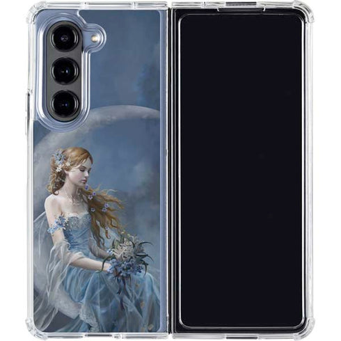 Fairy with Black Cat Sitting on Moon by Nene Thomas Galaxy Z Fold5 5G Clear Case