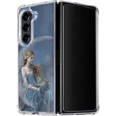 Fairy with Black Cat Sitting on Moon by Nene Thomas Galaxy Z Fold5 5G Clear Case
