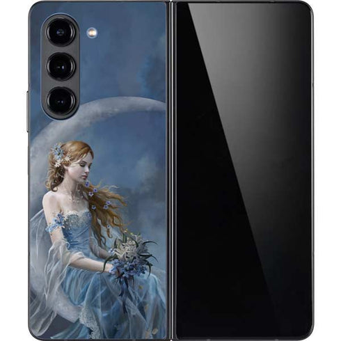 Fairy with Black Cat Sitting on Moon by Nene Thomas Galaxy Z Fold5 5G Skin