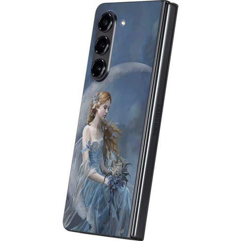 Fairy with Black Cat Sitting on Moon by Nene Thomas Galaxy Z Fold5 5G Skin