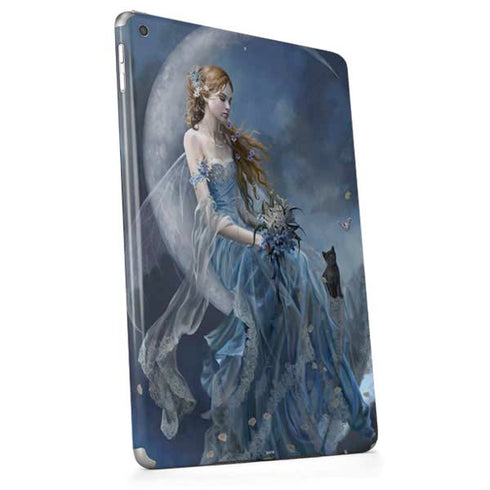 Fairy with Black Cat Sitting on Moon by Nene Thomas Apple iPad Skin