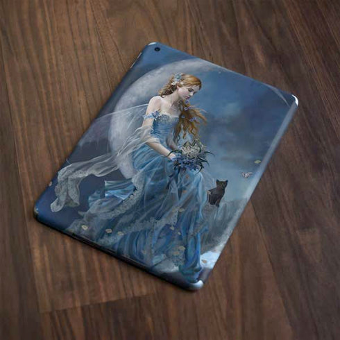 Fairy with Black Cat Sitting on Moon by Nene Thomas Apple iPad Skin