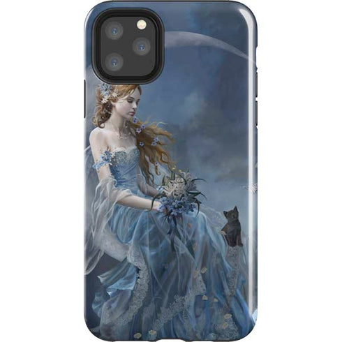 Fairy with Black Cat Sitting on Moon by Nene Thomas iPhone Cases