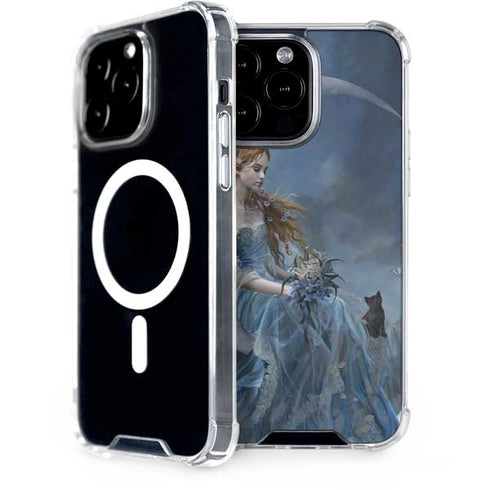 Fairy with Black Cat Sitting on Moon by Nene Thomas iPhone Cases