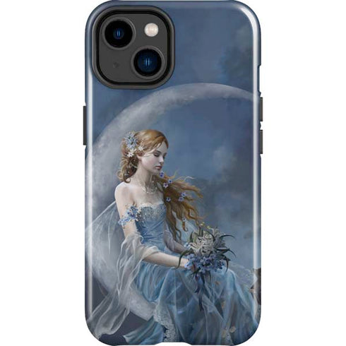 Fairy with Black Cat Sitting on Moon by Nene Thomas iPhone 15 Impact Case