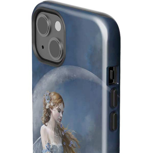 Fairy with Black Cat Sitting on Moon by Nene Thomas iPhone 15 Impact Case