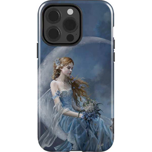 Fairy with Black Cat Sitting on Moon by Nene Thomas iPhone 15 Pro Impact Case