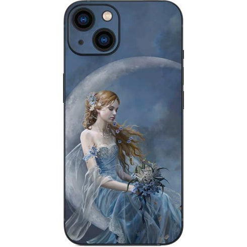 Fairy with Black Cat Sitting on Moon by Nene Thomas iPhone 15 Skin