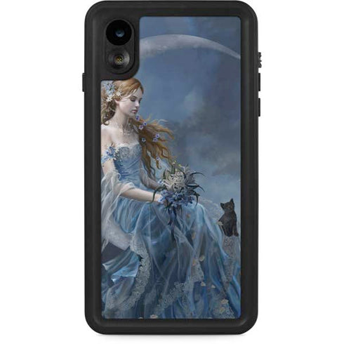Fairy with Black Cat Sitting on Moon by Nene Thomas iPhone Cases