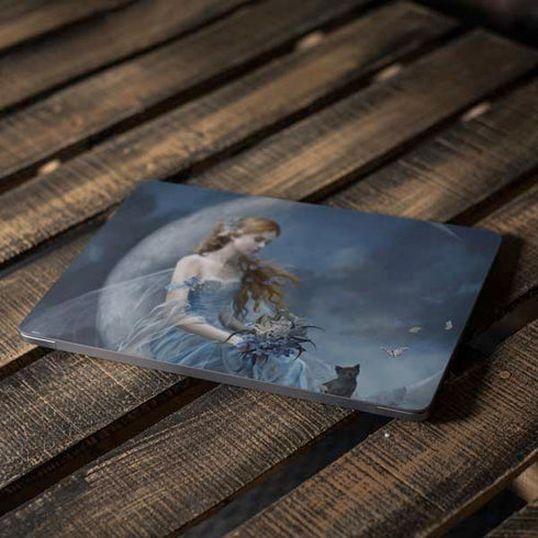 Fairy with Black Cat Sitting on Moon by Nene Thomas Apple MacBook Air Skin