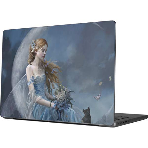 Fairy with Black Cat Sitting on Moon by Nene Thomas Apple MacBook Pro 14-inch Skin