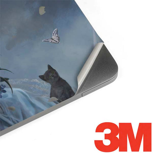 Fairy with Black Cat Sitting on Moon by Nene Thomas MacBook Skins