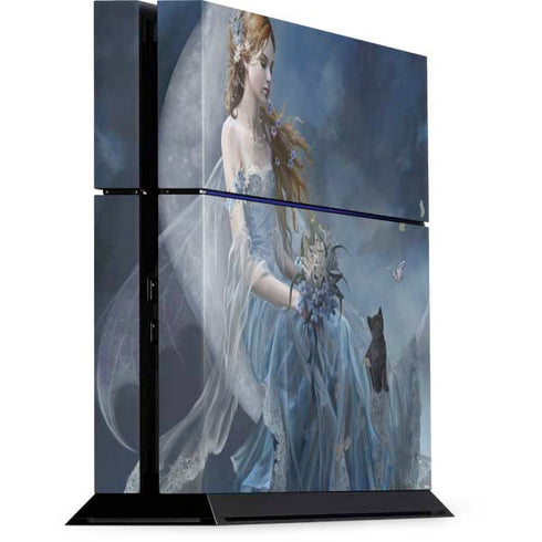 Fairy with Black Cat Sitting on Moon by Nene Thomas PlayStation PS4 Skins