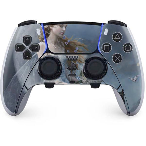 Fairy with Black Cat Sitting on Moon by Nene Thomas PS5 DualSense Edge Pro Controller Skin