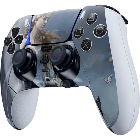 Fairy with Black Cat Sitting on Moon by Nene Thomas PS5 DualSense Edge Pro Controller Skin