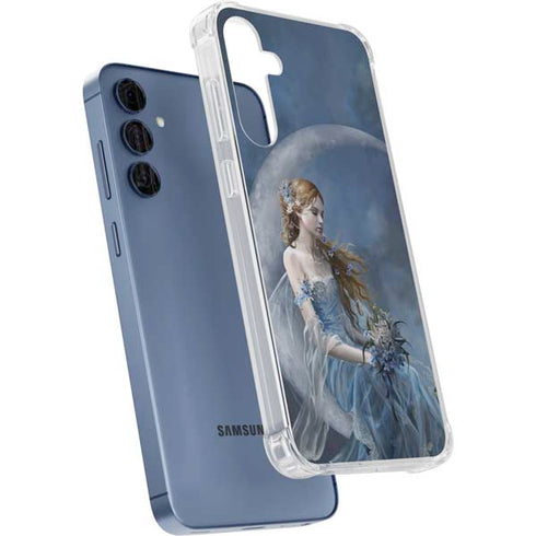 Fairy with Black Cat Sitting on Moon by Nene Thomas Galaxy A35 5G Clear Case