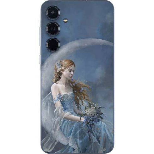 Fairy with Black Cat Sitting on Moon by Nene Thomas Galaxy A35 5G Skin