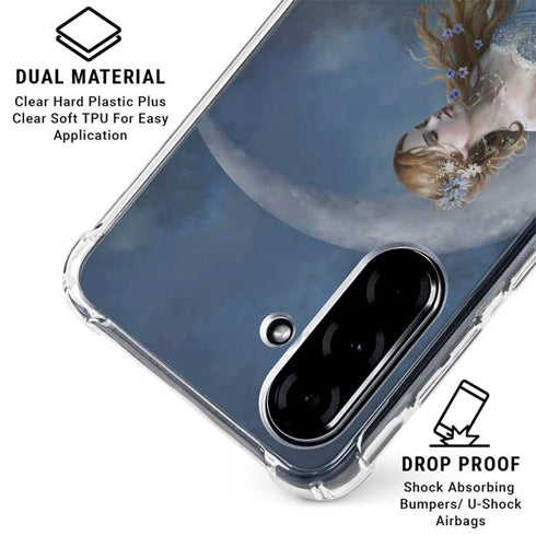 Fairy with Black Cat Sitting on Moon by Nene Thomas Galaxy A36 5G Clear Case