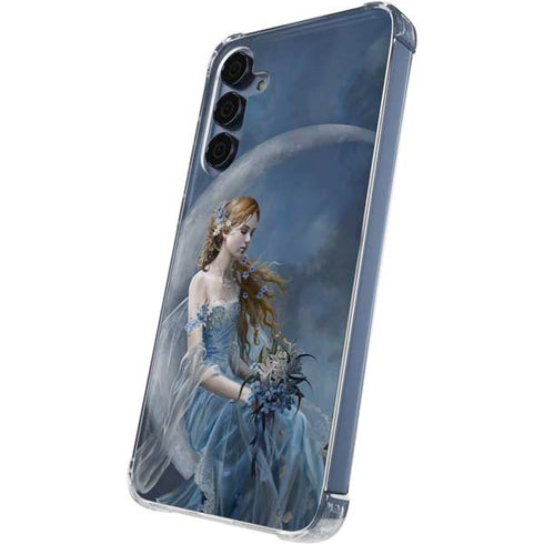 Fairy with Black Cat Sitting on Moon by Nene Thomas Galaxy A55 5G Clear Case