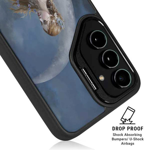 Fairy with Black Cat Sitting on Moon by Nene Thomas Galaxy S25 Kickstand Case