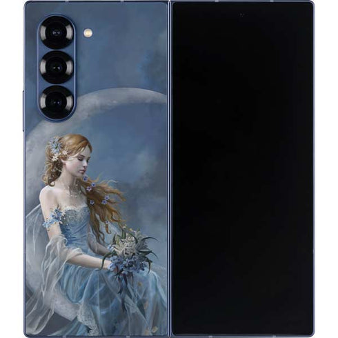 Fairy with Black Cat Sitting on Moon by Nene Thomas Galaxy Z Fold6 Skin