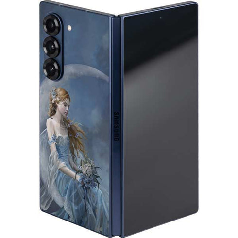 Fairy with Black Cat Sitting on Moon by Nene Thomas Galaxy Z Fold6 Skin