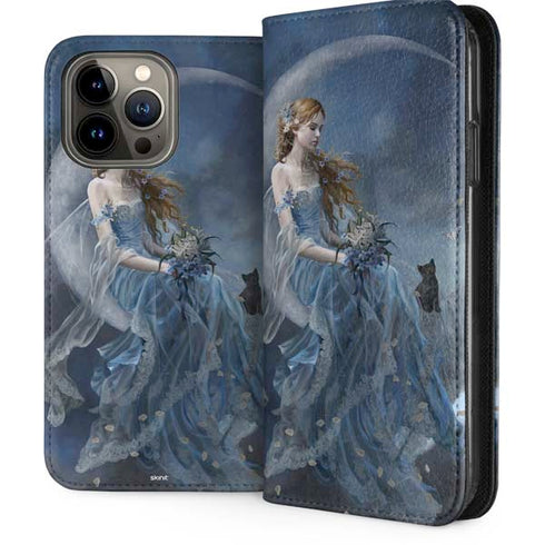 Fairy with Black Cat Sitting on Moon by Nene Thomas iPhone 13 Pro Max Folio Case