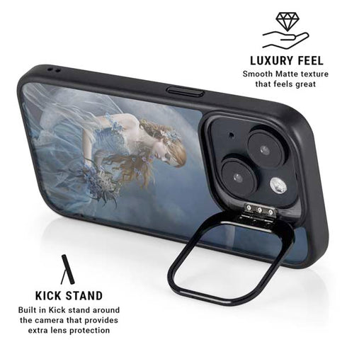 Fairy with Black Cat Sitting on Moon by Nene Thomas iPhone 14 Kickstand Case