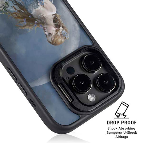 Fairy with Black Cat Sitting on Moon by Nene Thomas iPhone 14 Pro Kickstand Case