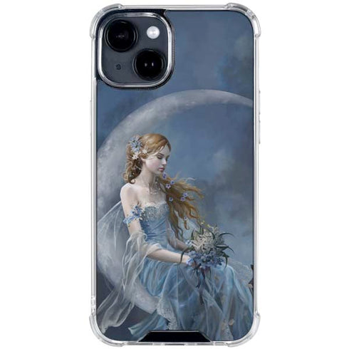 Fairy with Black Cat Sitting on Moon by Nene Thomas iPhone 15 Clear Case