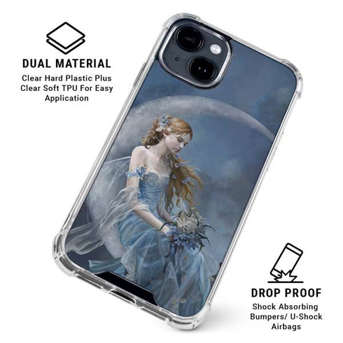 Fairy with Black Cat Sitting on Moon by Nene Thomas iPhone 15 Clear Case