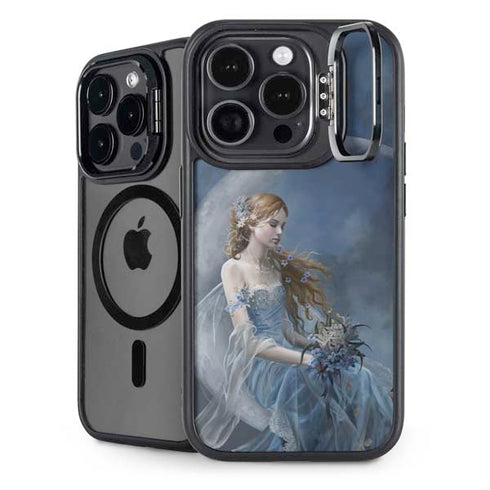 Fairy with Black Cat Sitting on Moon by Nene Thomas iPhone 15 Pro Max Kickstand Case