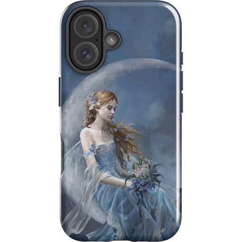 Fairy with Black Cat Sitting on Moon by Nene Thomas iPhone 16 Impact Case