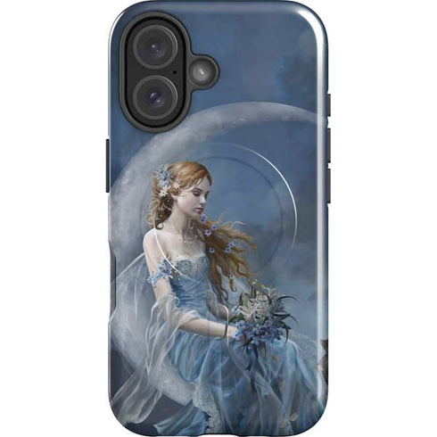 Fairy with Black Cat Sitting on Moon by Nene Thomas iPhone 16 Magsafe Impact Case