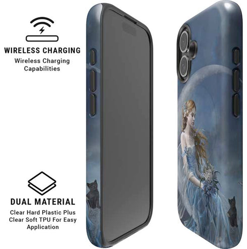 Fairy with Black Cat Sitting on Moon by Nene Thomas iPhone 16 Magsafe Impact Case