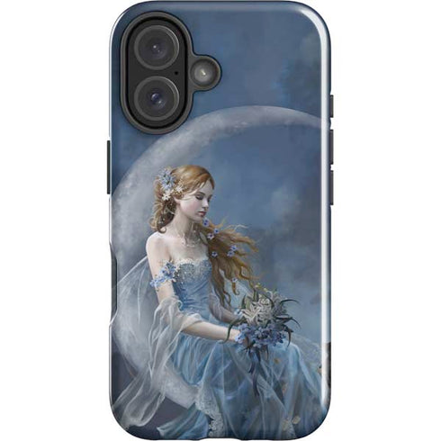 Fairy with Black Cat Sitting on Moon by Nene Thomas iPhone 16 Plus Impact Case