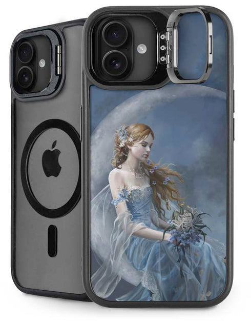 Fairy with Black Cat Sitting on Moon by Nene Thomas iPhone 16 Plus Kickstand Case