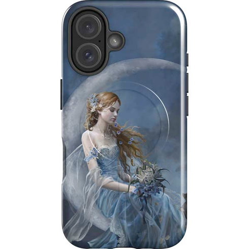 Fairy with Black Cat Sitting on Moon by Nene Thomas iPhone 16 Plus Magsafe Impact Case