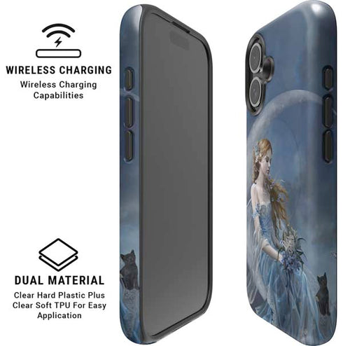 Fairy with Black Cat Sitting on Moon by Nene Thomas iPhone 16 Plus Magsafe Impact Case