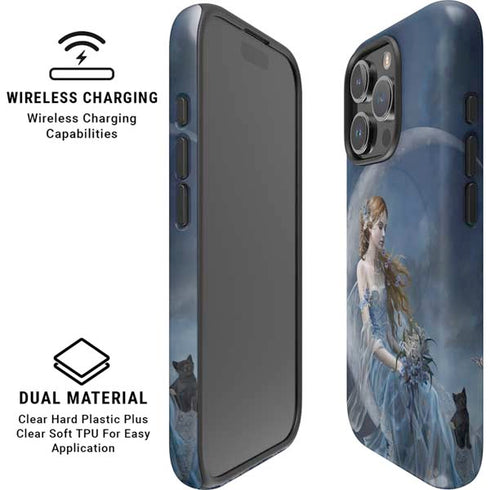 Fairy with Black Cat Sitting on Moon by Nene Thomas iPhone 16 Pro Magsafe Impact Case