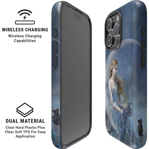 Fairy with Black Cat Sitting on Moon by Nene Thomas iPhone 16 Pro Max Magsafe Impact Case