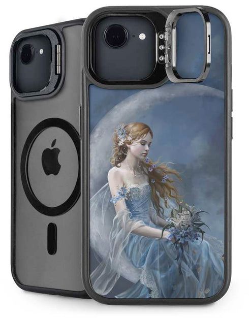 Fairy with Black Cat Sitting on Moon by Nene Thomas iPhone 16e Kickstand Case